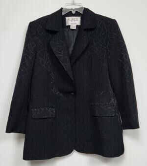 Vintage Mary McFadden Collection Womens Black Blazer-Size 16